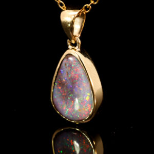 Yellow Gold Green Yellow Orange Red Boulder Opal Pendant