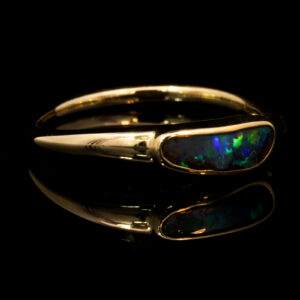 Yellow Gold Blue Green Boulder Opal Ring