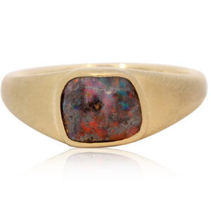 Yellow Gold Blue Green Yellow Orange Red Boulder Opal Ring