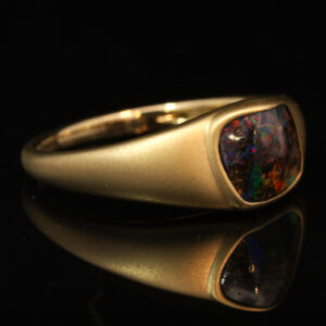 Yellow Gold Blue Green Yellow Orange Red Boulder Opal Ring