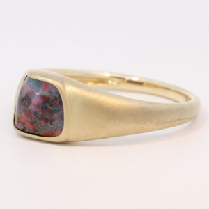 Yellow Gold Blue Green Yellow Orange Red Boulder Opal Ring