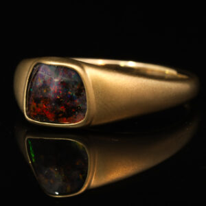 Yellow Gold Blue Green Yellow Orange Red Boulder Opal Ring