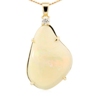 Yellow Gold Blue Green Yellow Orange Red Crystal Opal Pendant