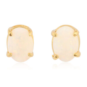 Gold-Plated Sterling Silver Blue Green Yellow Orange Pink White Opal Earrings