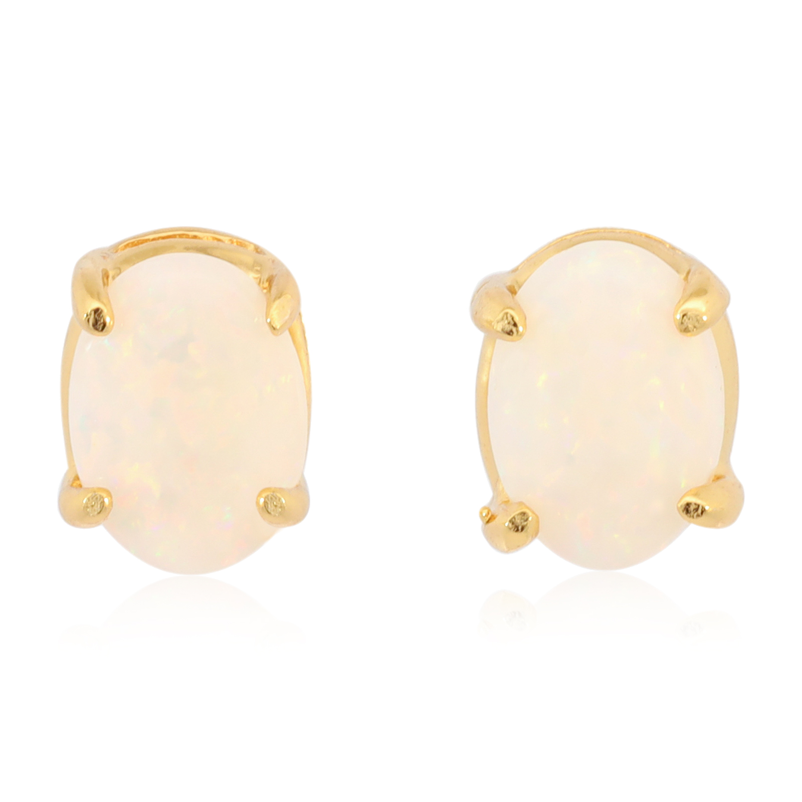 Gold-Plated Sterling Silver Blue Green Yellow Orange Pink White Opal Earrings