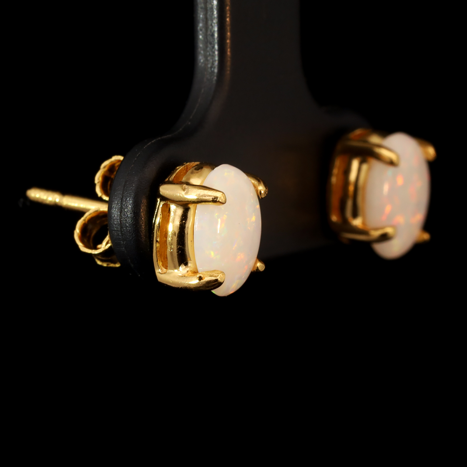 Gold-Plated Sterling Silver Blue Green Yellow Orange Pink White Opal Earrings