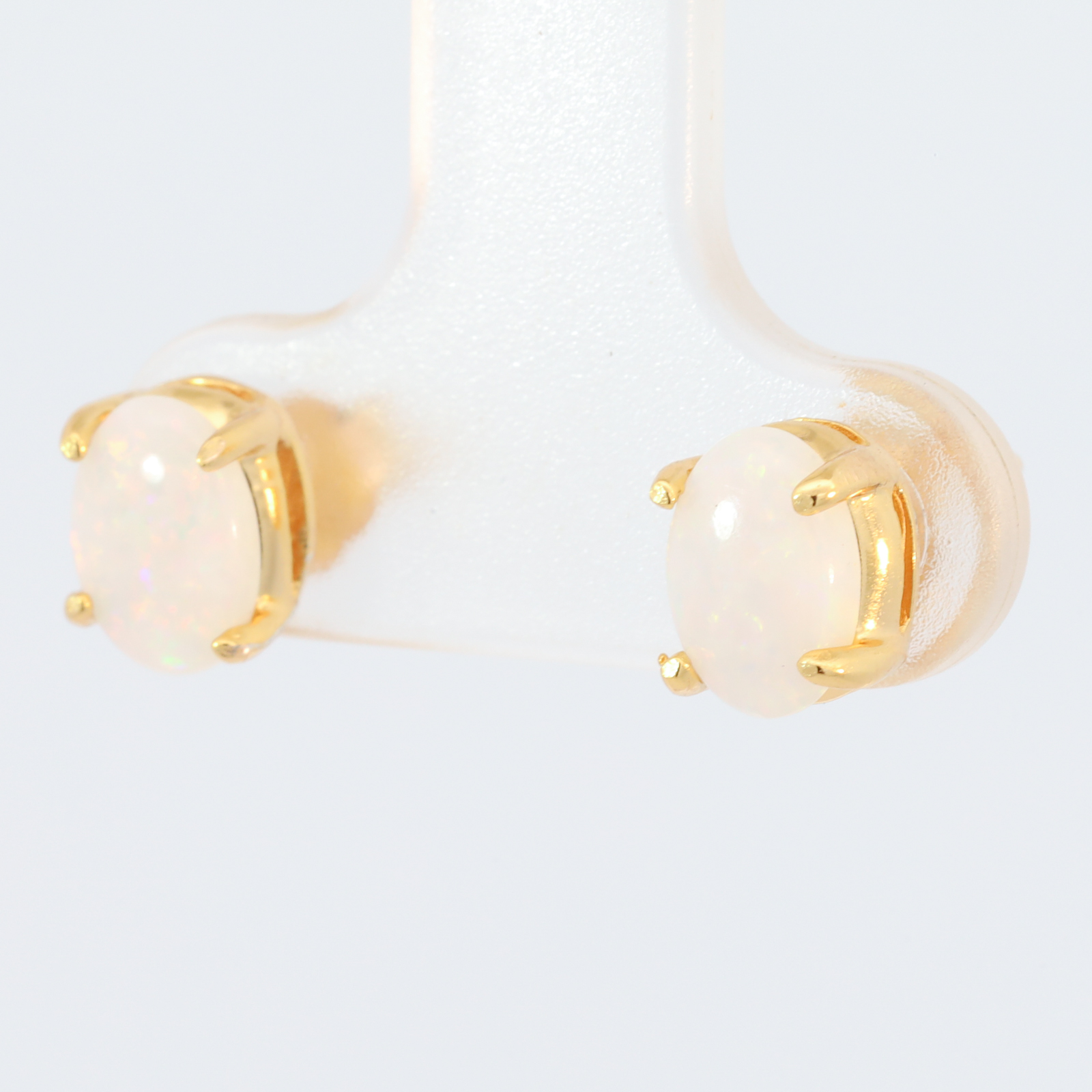 Gold-Plated Sterling Silver Blue Green Yellow Orange Pink White Opal Earrings