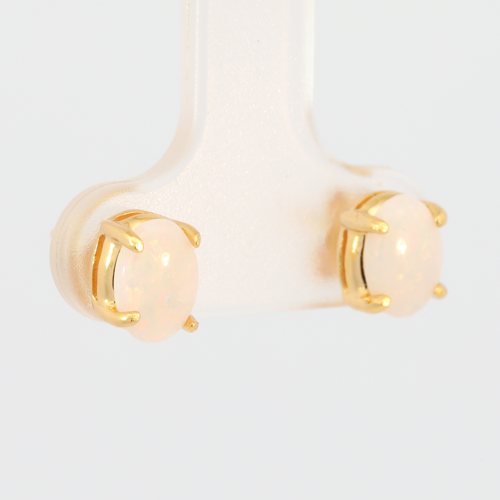 Gold-Plated Sterling Silver Blue Green Yellow Orange Pink White Opal Earrings