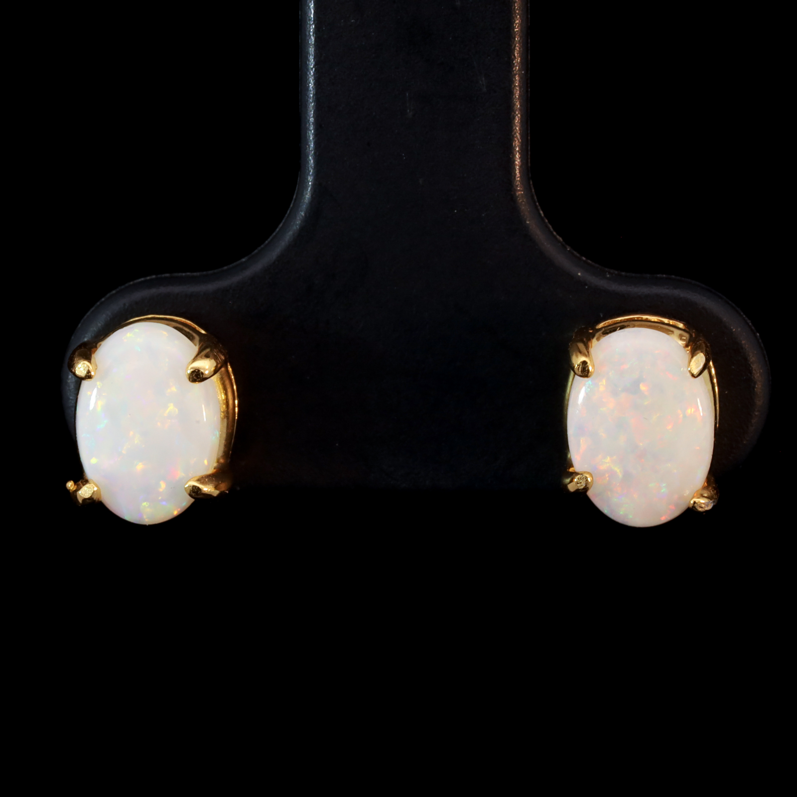 Gold-Plated Sterling Silver Blue Green Yellow Orange Pink White Opal Earrings