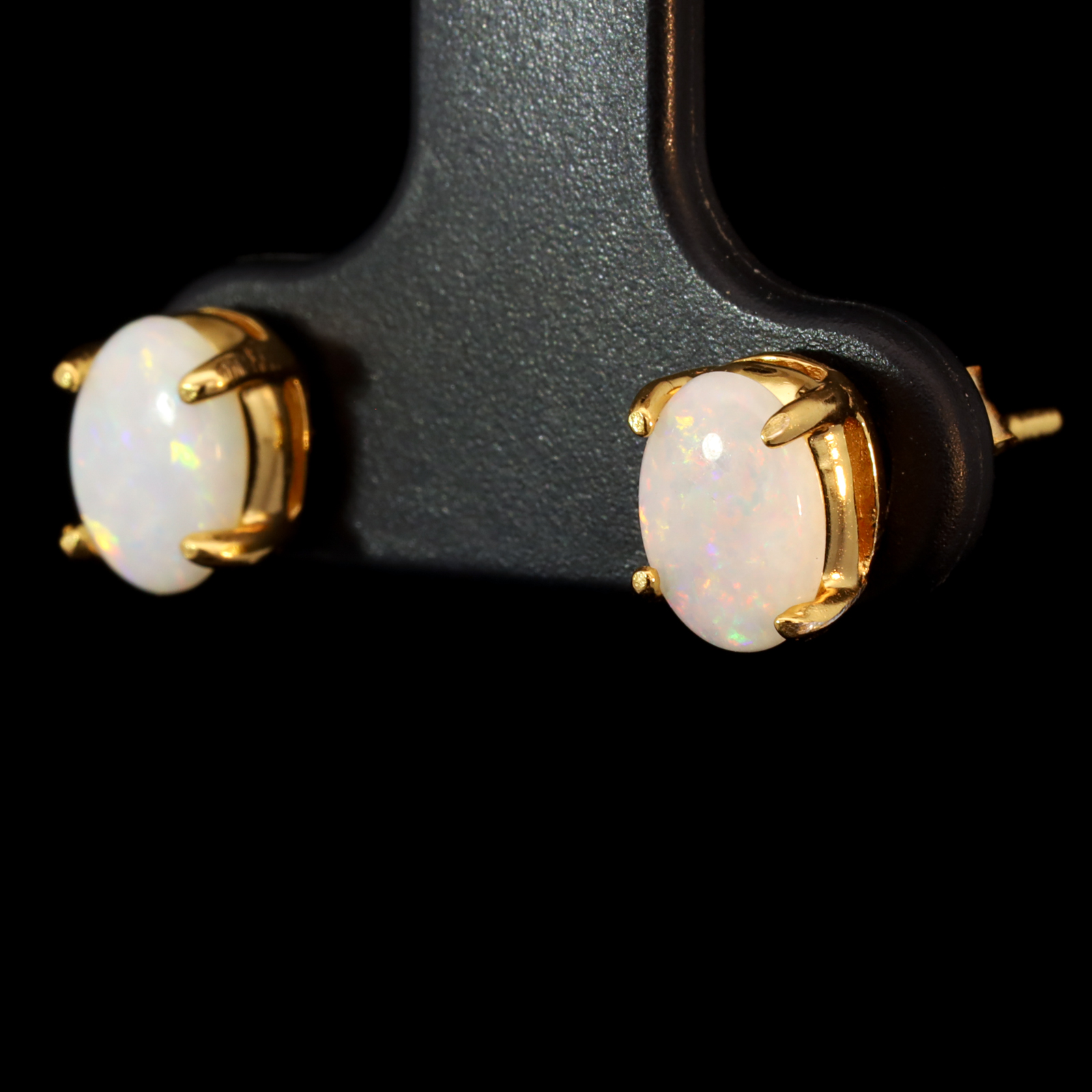 Gold-Plated Sterling Silver Blue Green Yellow Orange Pink White Opal Earrings