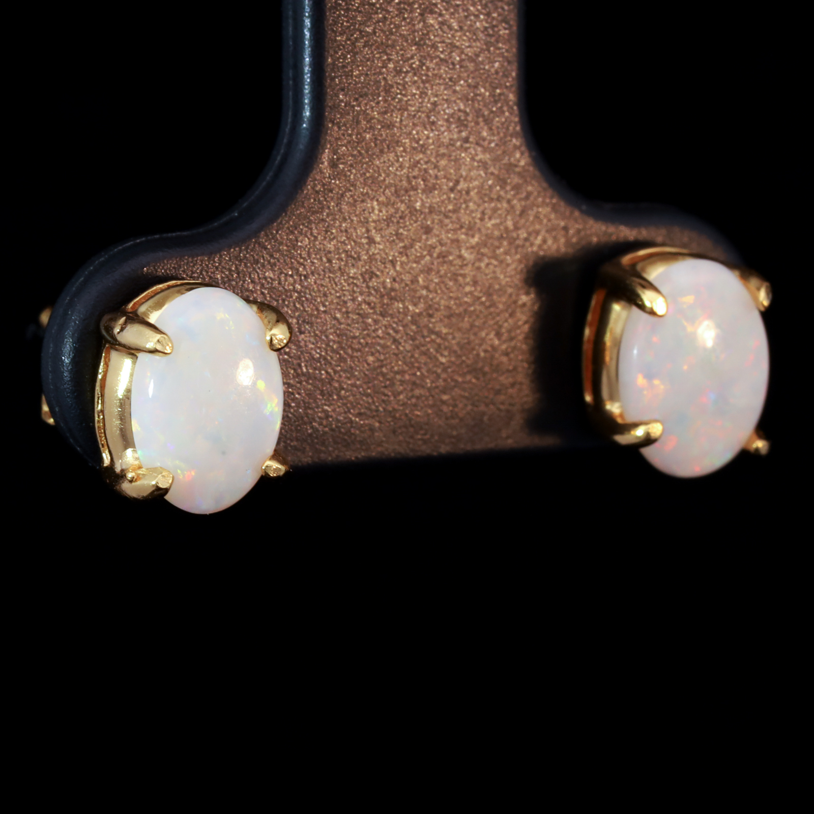 Gold-Plated Sterling Silver Blue Green Yellow Orange Pink White Opal Earrings