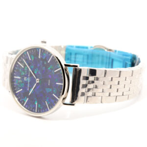 Silver Plated Blue Green Doublet Opal Men's Watch