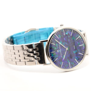 Silver Plated Blue Green Doublet Opal Men's Watch