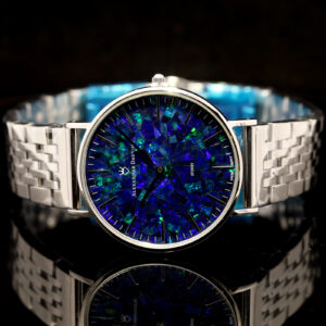 Silver Plated Blue Green Doublet Opal Men's Watch