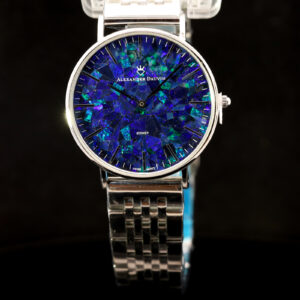 Silver Plated Blue Green Doublet Opal Men's Watch