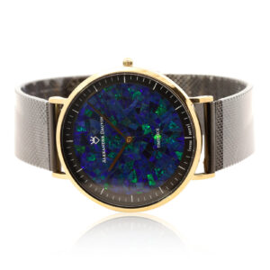 Gold-plated Blue Green Doublet Opal Men's Watch