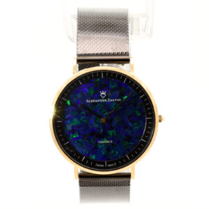 Gold-plated Blue Green Doublet Opal Men's Watch