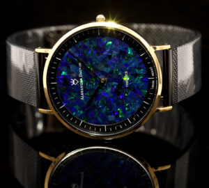 Gold-plated Blue Green Doublet Opal Men's Watch
