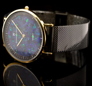 Gold-plated Blue Green Doublet Opal Men's Watch