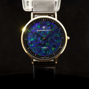 Gold-plated Blue Green Doublet Opal Men's Watch