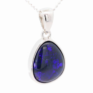Sterling Silver Blue Purple Black Opal Pendant