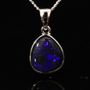 Sterling Silver Blue Purple Black Opal Pendant