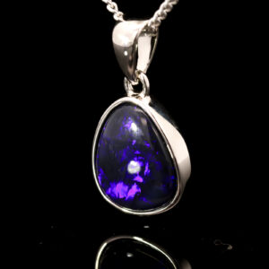 Sterling Silver Blue Purple Black Opal Pendant