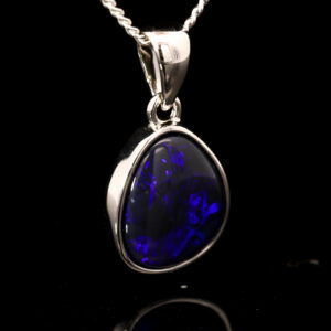 Sterling Silver Blue Purple Black Opal Pendant