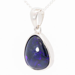 Sterling Silver Blue Purple Black Opal Pendant