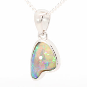Sterling Silver Blue Green Black Opal Pendant