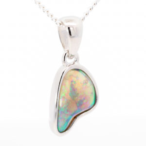 Sterling Silver Blue Green Black Opal Pendant