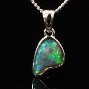 Sterling Silver Blue Green Black Opal Pendant