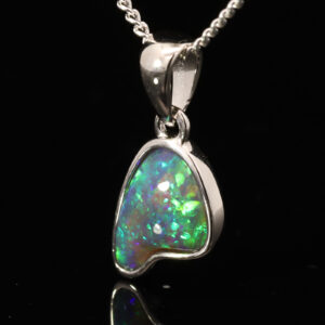 Sterling Silver Blue Green Black Opal Pendant