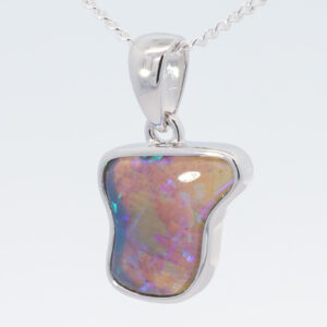Sterling Silver Blue Green Black Opal Pendant