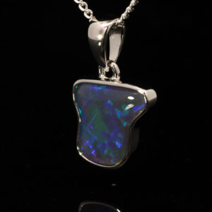 Sterling Silver Blue Green Black Opal Pendant