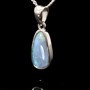 Sterling Silver Blue Green Black Opal Pendant