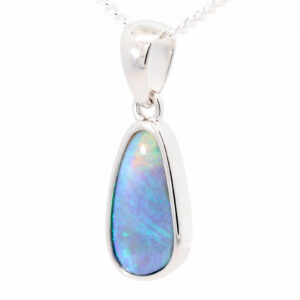 Sterling Silver Blue Green Black Opal Pendant