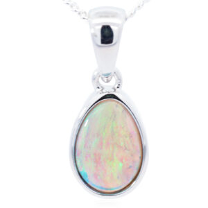 Sterling Silver Blue Green Black Opal Pendant