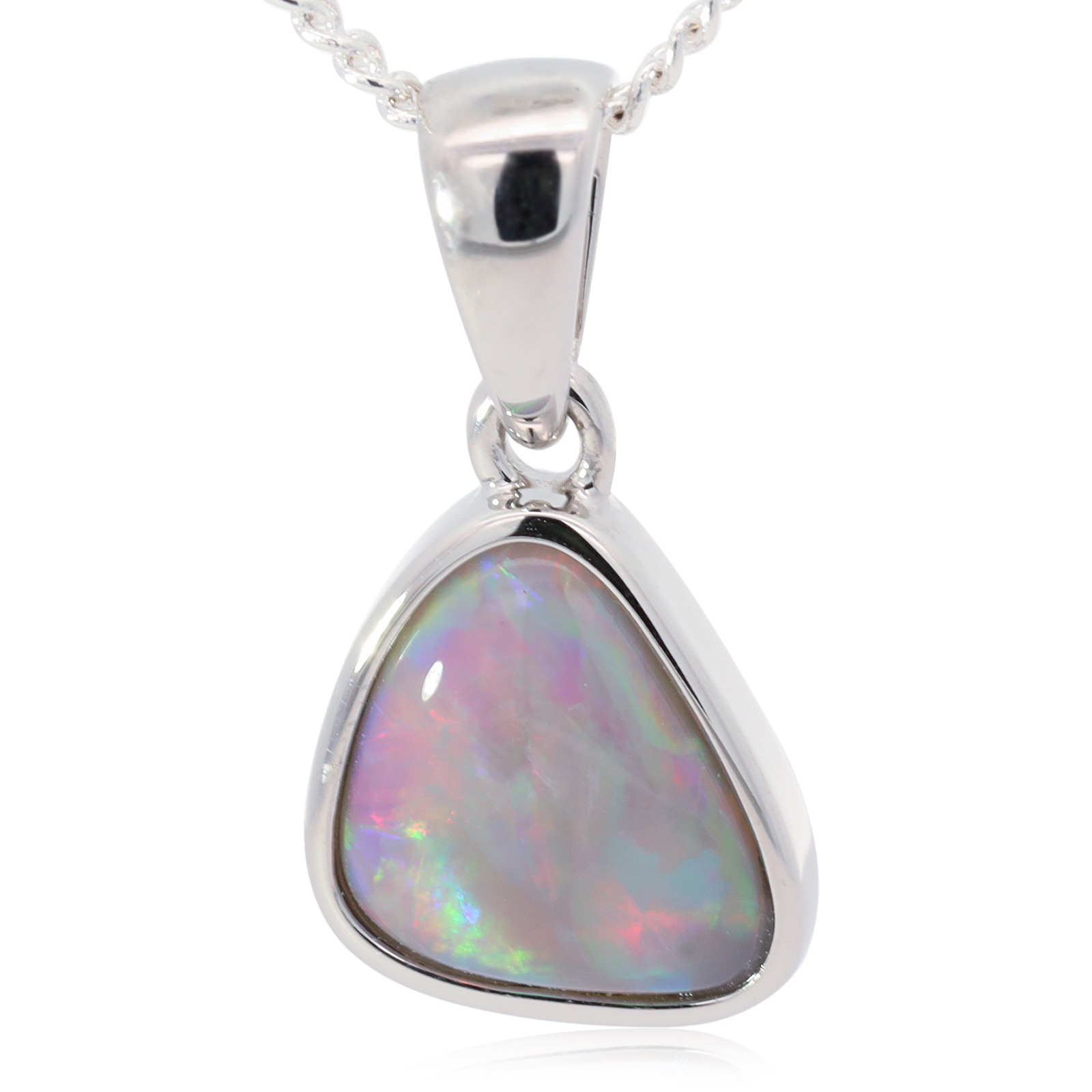 Sterling Silver Blue Green Yellow Orange Red Semi Black Opal Pendant