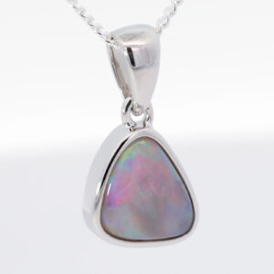 Sterling Silver Blue Green Yellow Orange Red Semi Black Opal Pendant