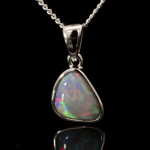 Sterling Silver Blue Green Yellow Orange Red Semi Black Opal Pendant