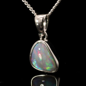 Sterling Silver Blue Green Yellow Orange Red Semi Black Opal Pendant