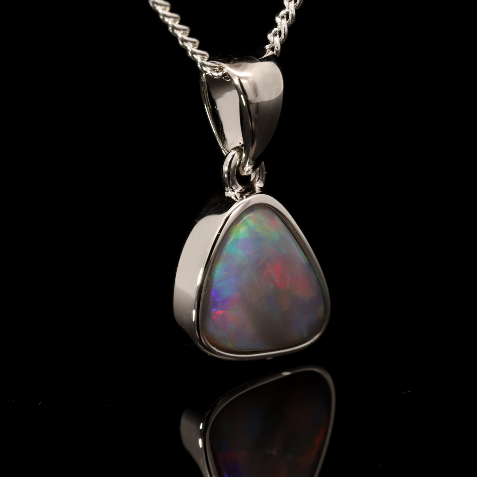 Sterling Silver Blue Green Yellow Orange Red Semi Black Opal Pendant