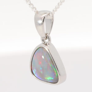 Sterling Silver Blue Green Yellow Orange Red Semi Black Opal Pendant