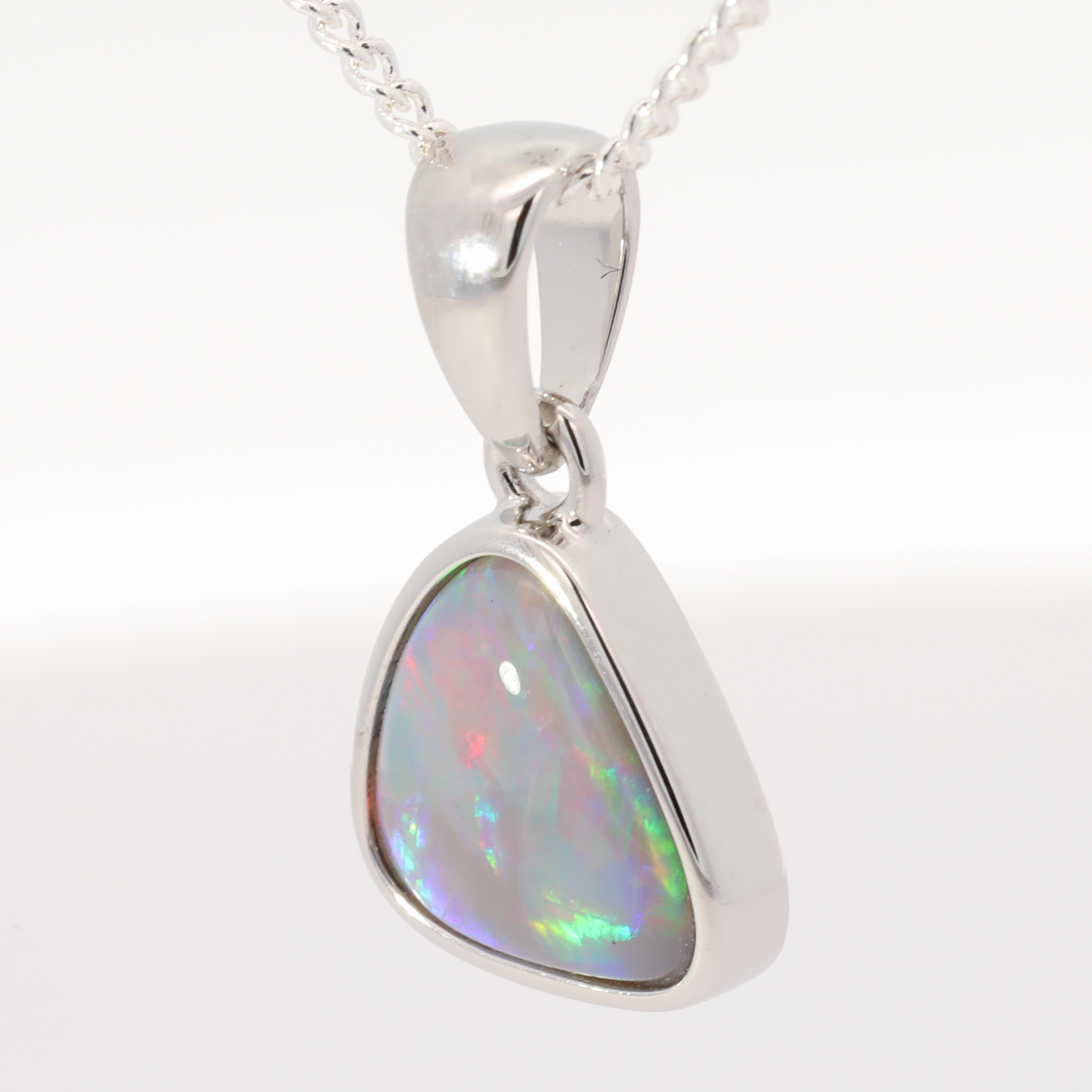 Sterling Silver Blue Green Yellow Orange Red Semi Black Opal Pendant