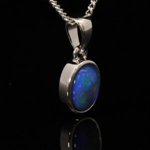 Sterling Silver Blue Green Purple Black Opal Pendant