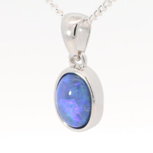 Sterling Silver Blue Green Purple Black Opal Pendant