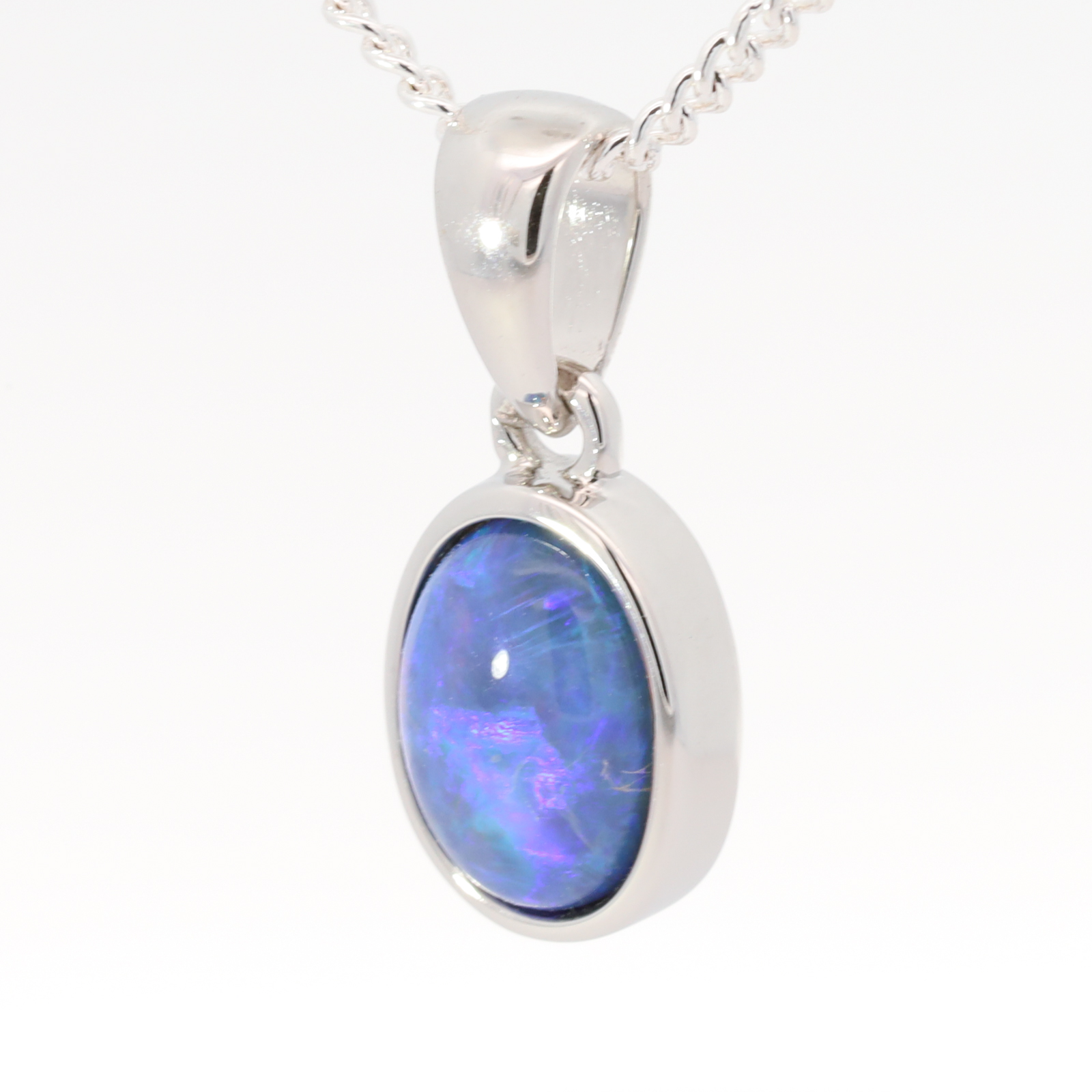Sterling Silver Blue Green Purple Black Opal Pendant