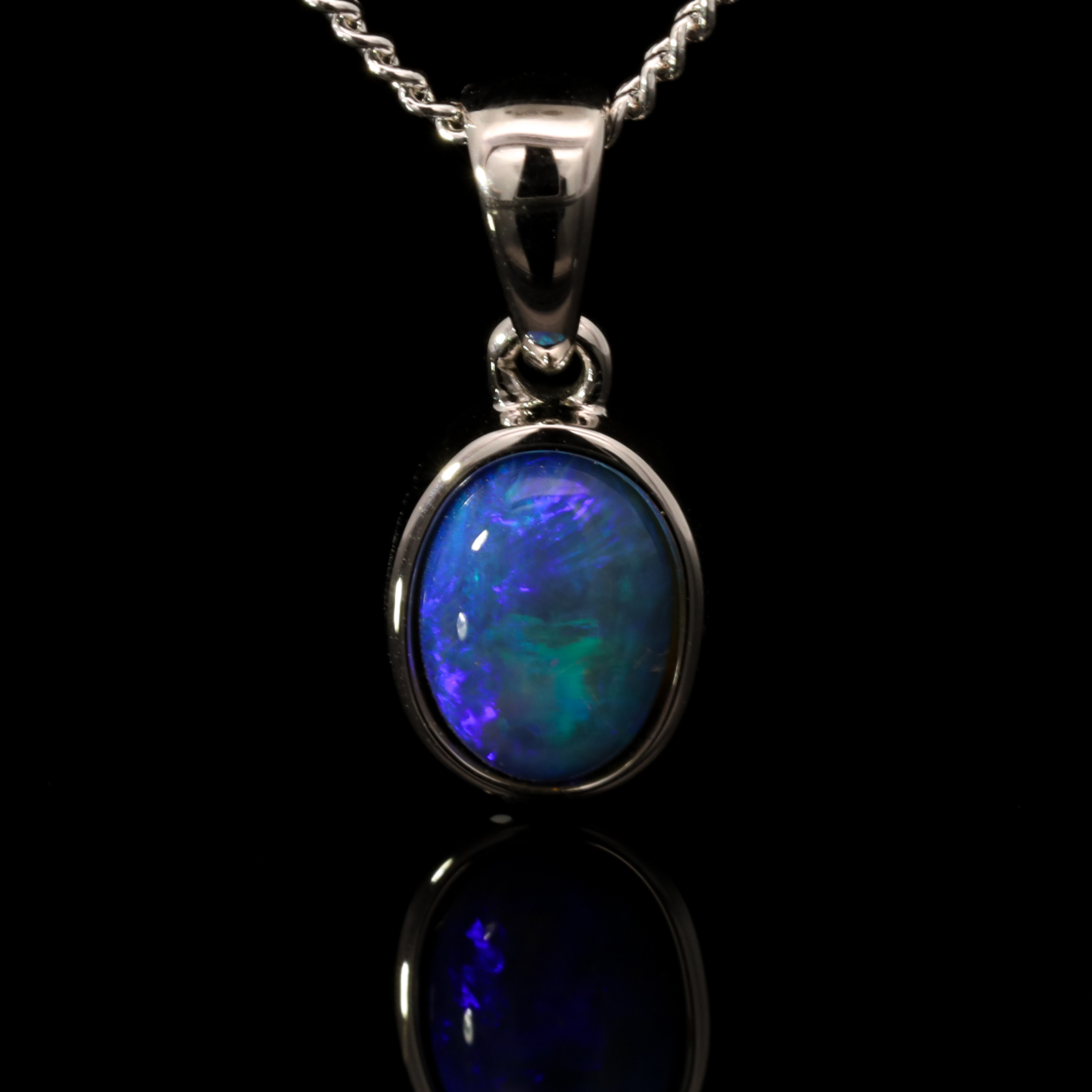 Sterling Silver Blue Green Purple Black Opal Pendant