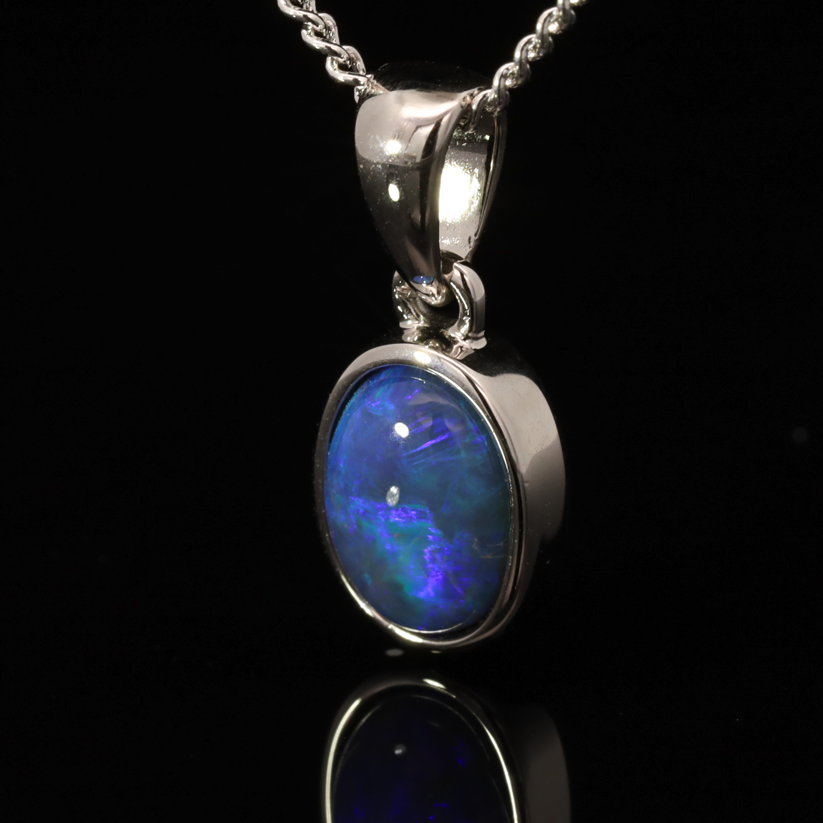 Sterling Silver Blue Green Purple Black Opal Pendant
